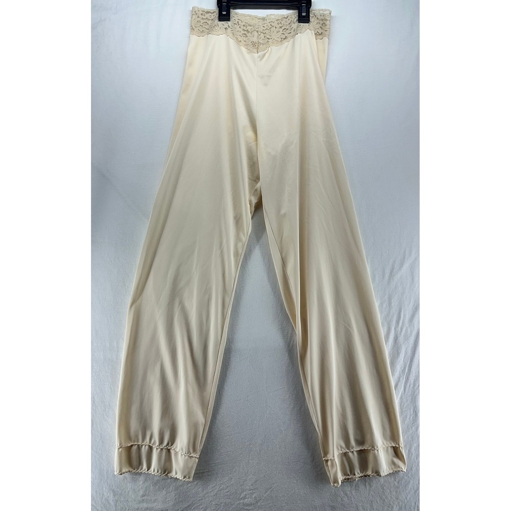 Vintage Wonder Maid Cream Lace Waist Non-Cling Slip Pants Pajama Lingerie